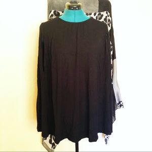 Heather by Bordeaux Poncho Top Black Size L